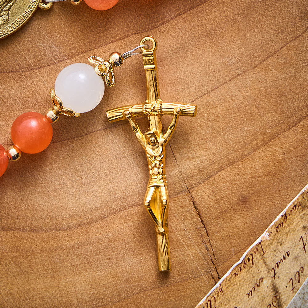 SolaceBeads Orange Carnelian Rosary with Miraculous Medal &amp; Gold Crucifix: Thanksgiving Devotion - image 4