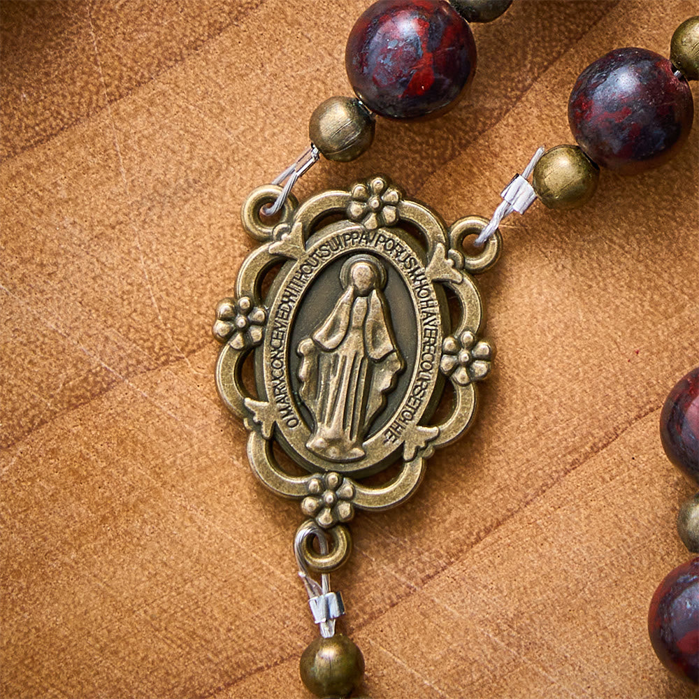 SolaceBeads Bloodstone Rosary With Miraculous Medal &amp; Crucifix: Earthy Warmth for Autumn - image 3