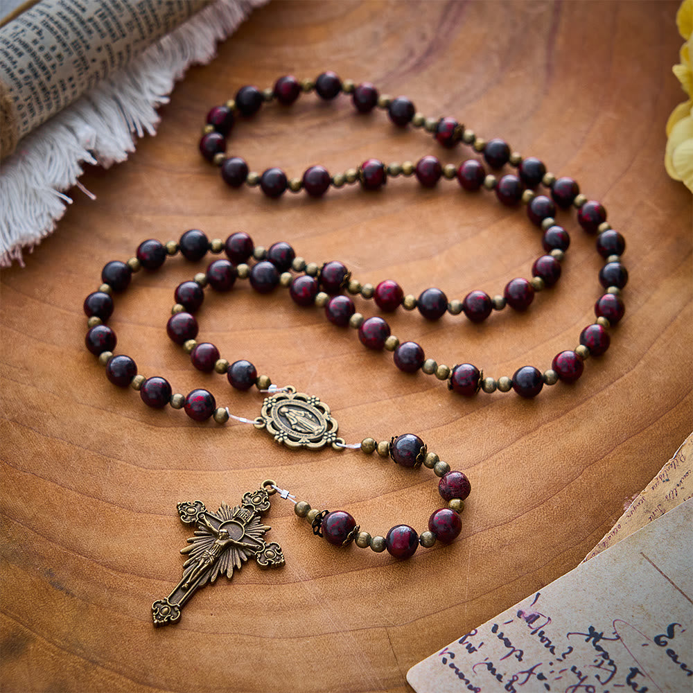 SolaceBeads Bloodstone Rosary With Miraculous Medal &amp; Crucifix: Earthy Warmth for Autumn - image 9
