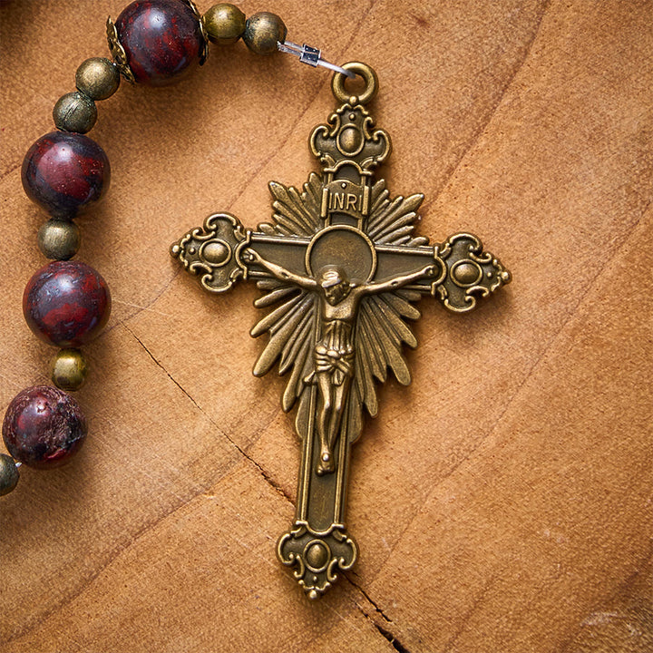 SolaceBeads Bloodstone Rosary With Miraculous Medal &amp; Crucifix: Earthy Warmth for Autumn - image 4