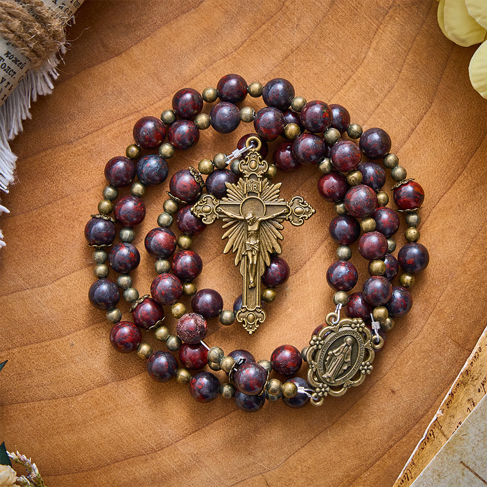 SolaceBeads Bloodstone Rosary With Miraculous Medal &amp; Crucifix: Earthy Warmth for Autumn - image 5