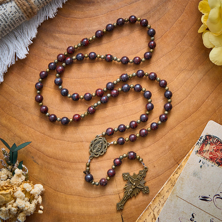 SolaceBeads Bloodstone Rosary With Miraculous Medal &amp; Crucifix: Earthy Warmth for Autumn - image 7