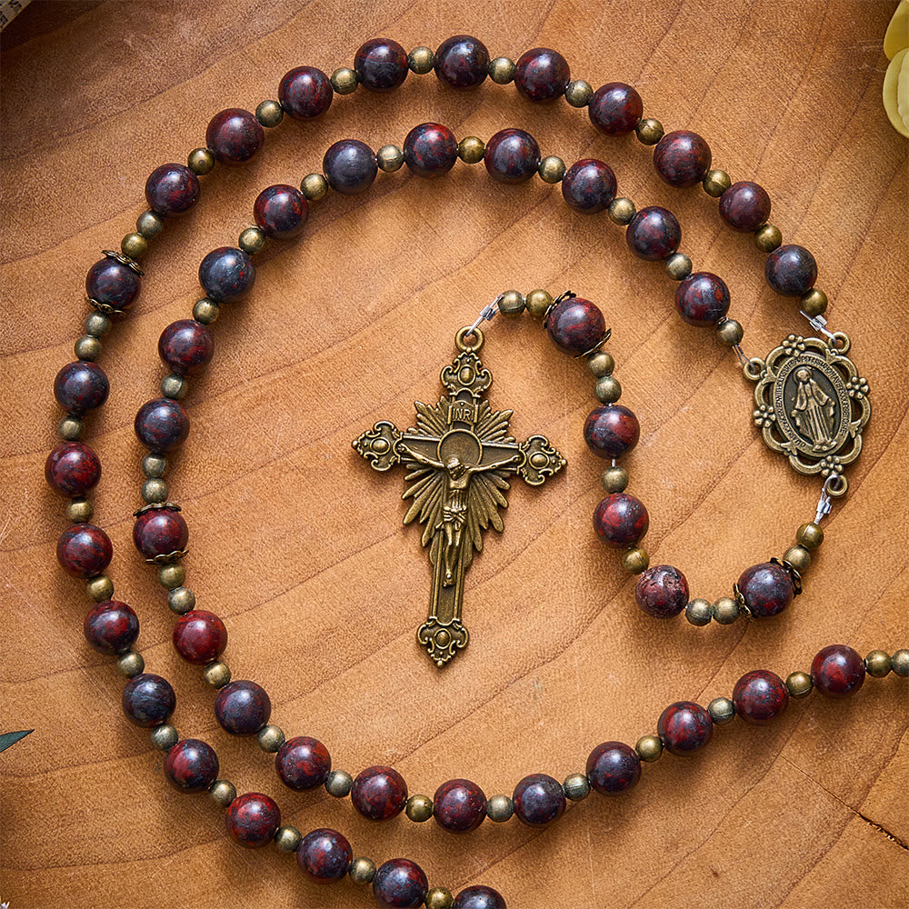 SolaceBeads Bloodstone Rosary With Miraculous Medal &amp; Crucifix: Earthy Warmth for Autumn - image 6