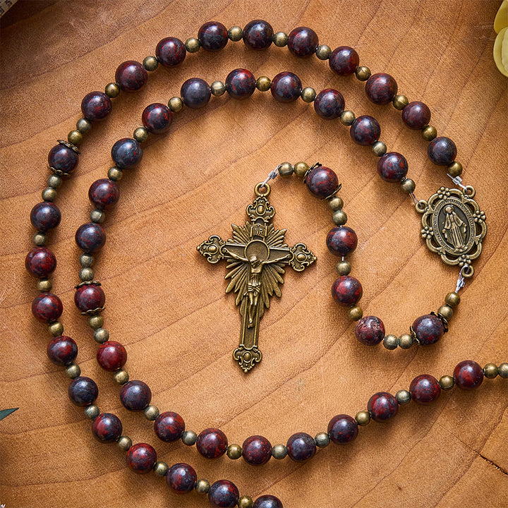 SolaceBeads Bloodstone Rosary With Miraculous Medal &amp; Crucifix: Earthy Warmth for Autumn - image 6