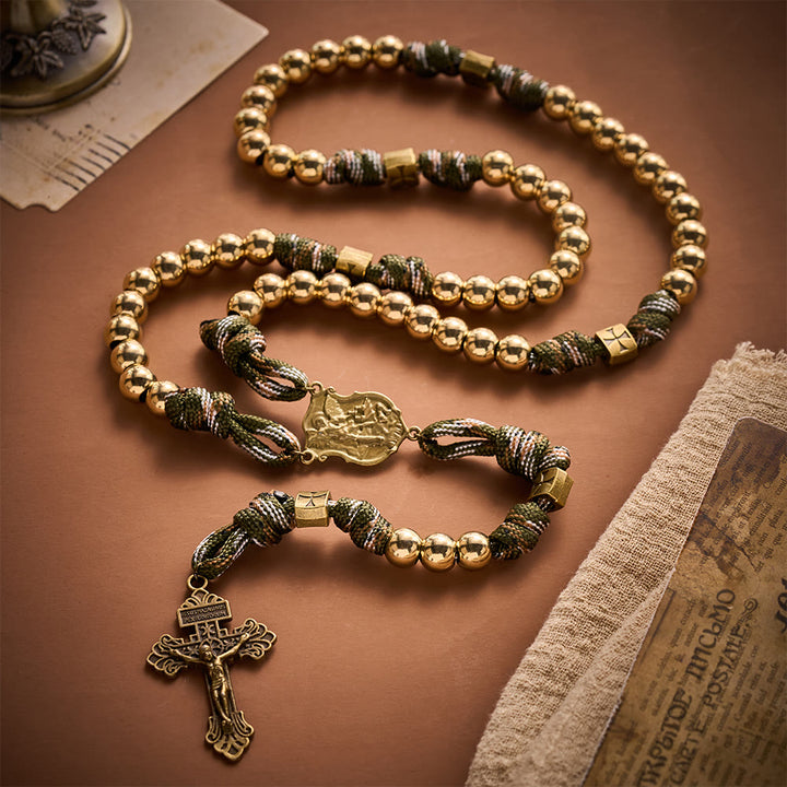 SolaceBeads Gold Beads Artistic Rosary With Archangel Centerpiece &amp; Crucifix: Timeless Shield - image 9