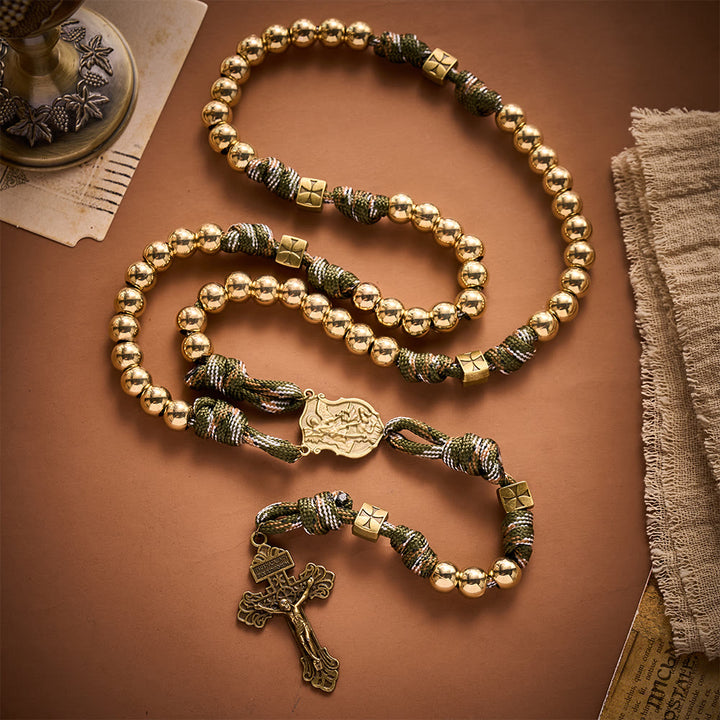SolaceBeads Gold Beads Artistic Rosary With Archangel Centerpiece &amp; Crucifix: Timeless Shield - image 8
