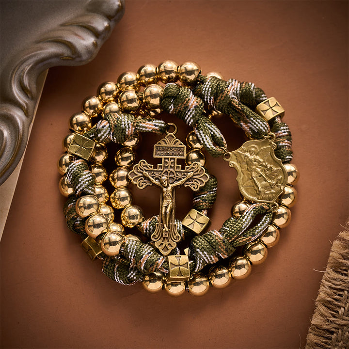 SolaceBeads Gold Beads Artistic Rosary With Archangel Centerpiece &amp; Crucifix: Timeless Shield - image 7