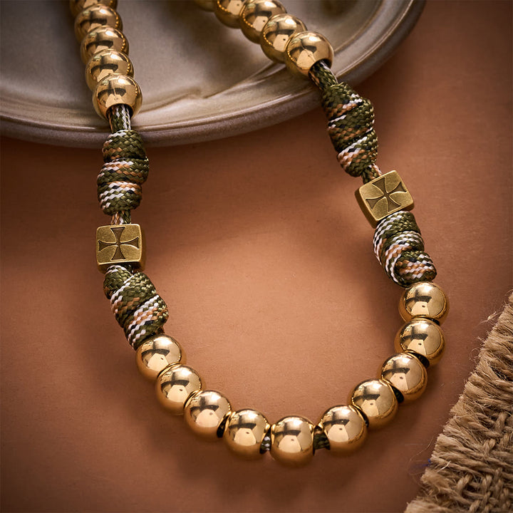 SolaceBeads Gold Beads Artistic Rosary With Archangel Centerpiece &amp; Crucifix: Timeless Shield - image 2