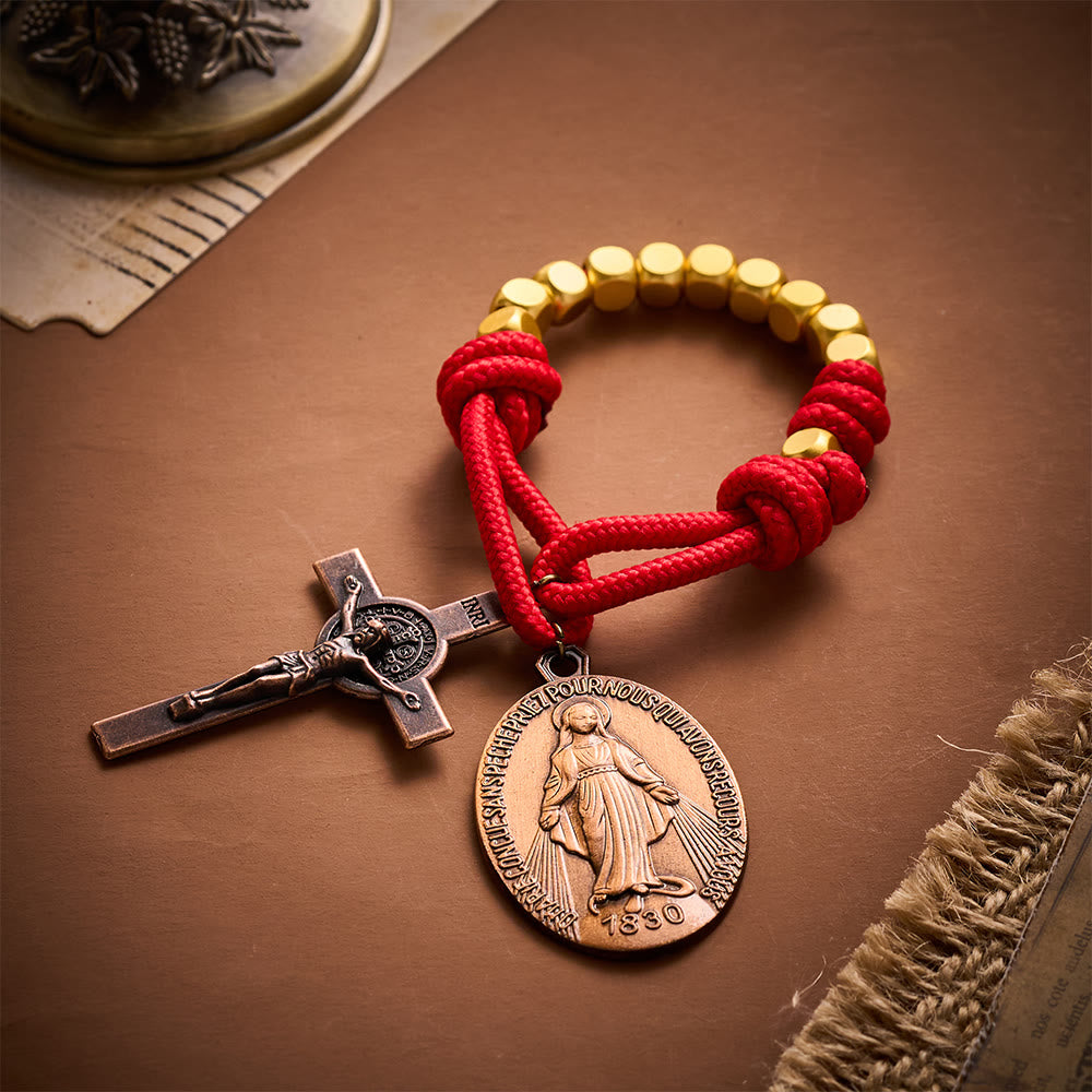 Solacebeads Gold Plated Beads Pocket Rosary With Crucifix: Portable Devotion Of Mary &amp; Archangel  - image 7