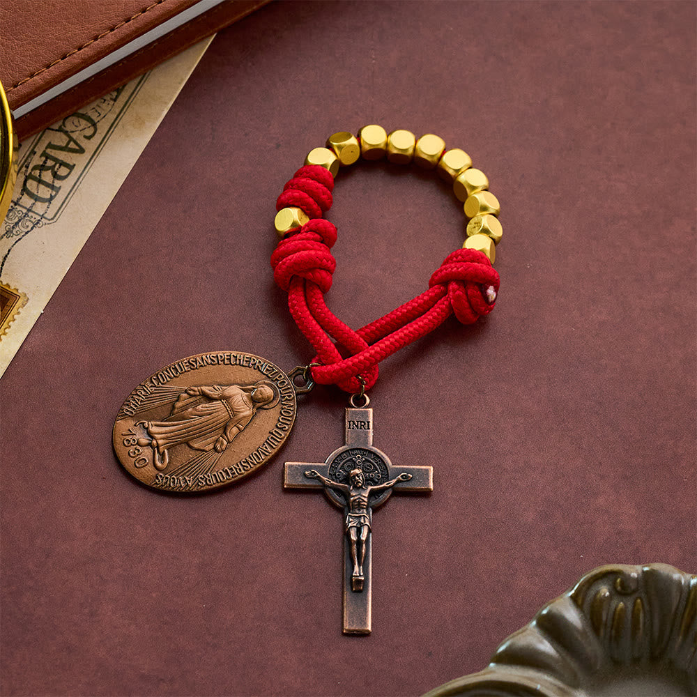 Solacebeads Gold Plated Beads Pocket Rosary With Crucifix: Portable Devotion Of Mary &amp; Archangel  - Virgin Mary Medal - image 18