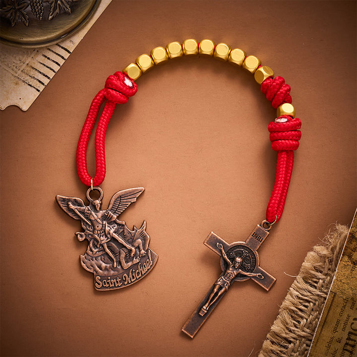 Solacebeads Gold Plated Beads Pocket Rosary With Crucifix: Portable Devotion Of Mary &amp; Archangel  - image 15