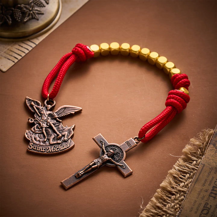 Solacebeads Gold Plated Beads Pocket Rosary With Crucifix: Portable Devotion Of Mary &amp; Archangel  - image 10