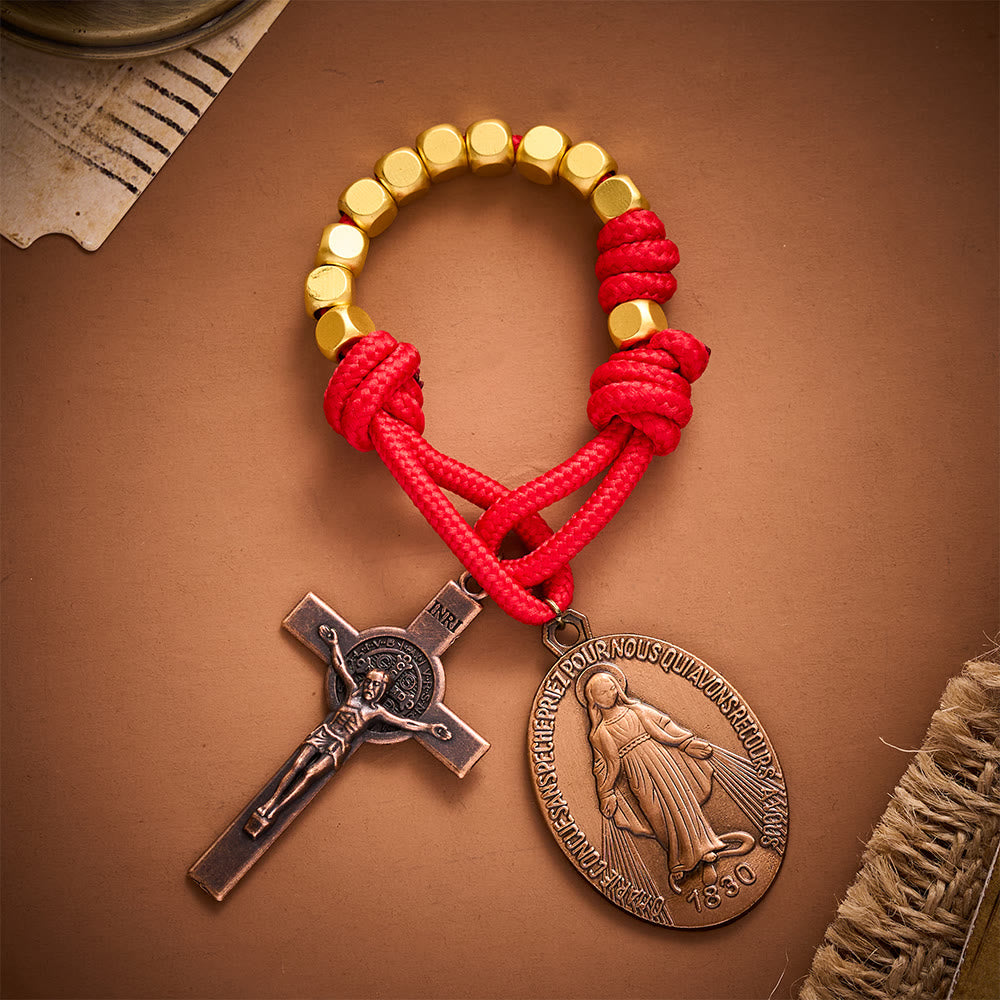 Solacebeads Gold Plated Beads Pocket Rosary With Crucifix: Portable Devotion Of Mary &amp; Archangel  - image 12