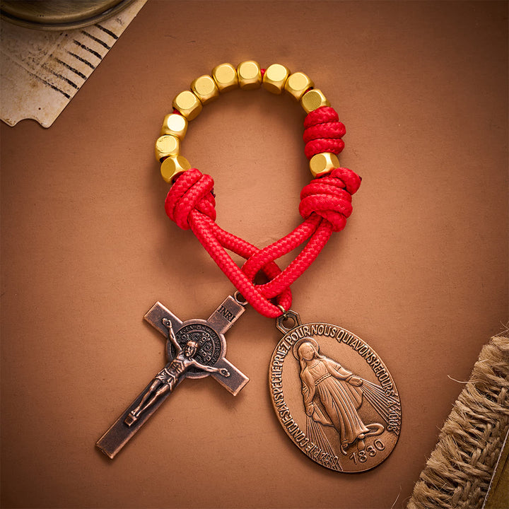 Solacebeads Gold Plated Beads Pocket Rosary With Crucifix: Portable Devotion Of Mary &amp; Archangel  - image 12