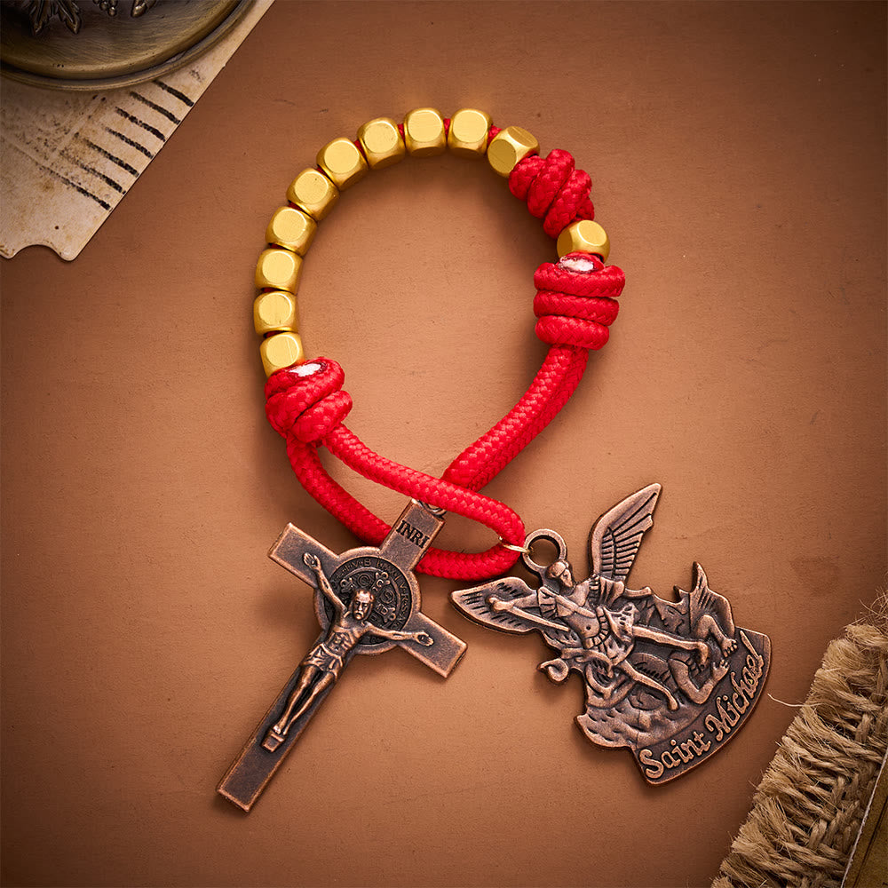 Solacebeads Gold Plated Beads Pocket Rosary With Crucifix: Portable Devotion Of Mary &amp; Archangel  - image 13
