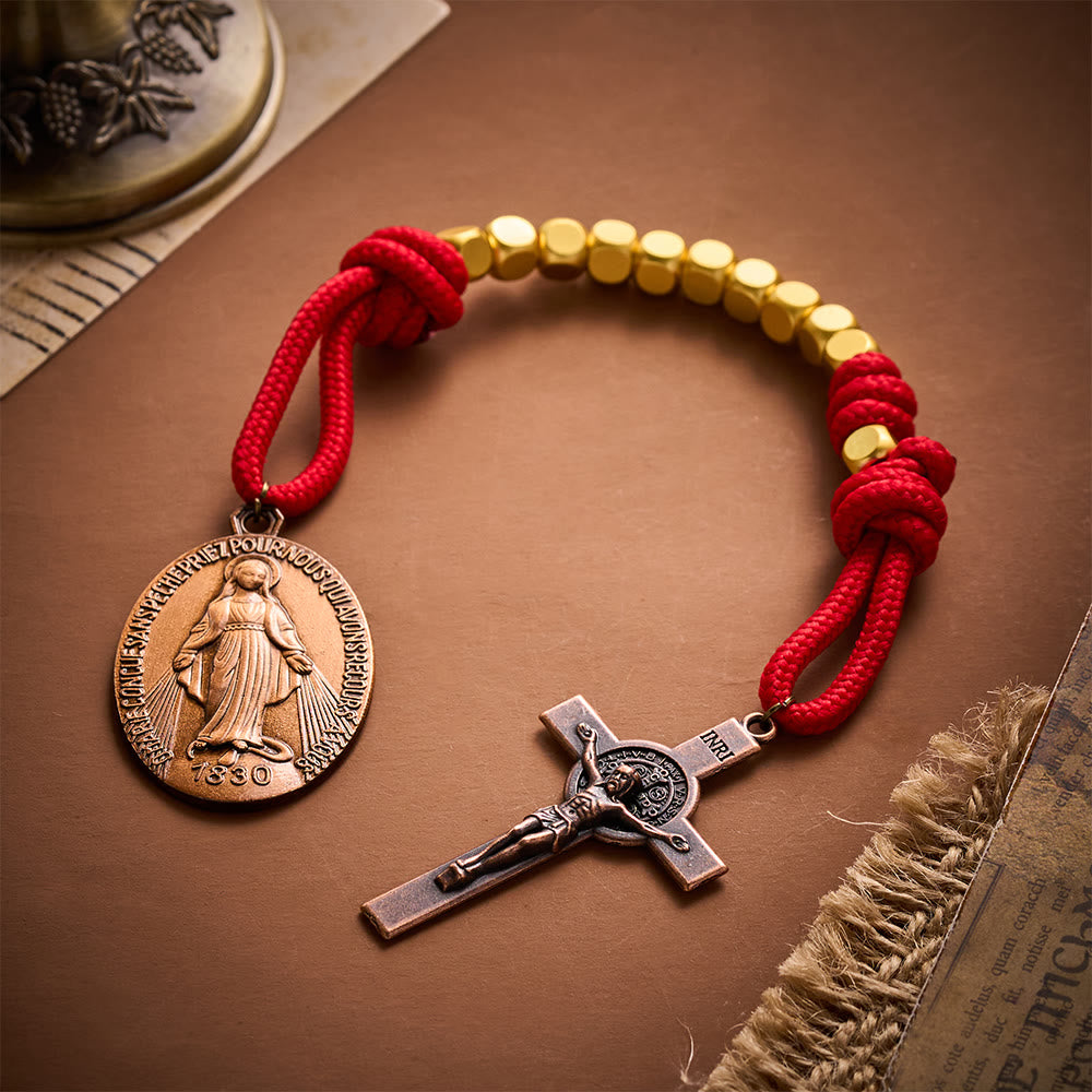 Solacebeads Gold Plated Beads Pocket Rosary With Crucifix: Portable Devotion Of Mary &amp; Archangel  - image 9