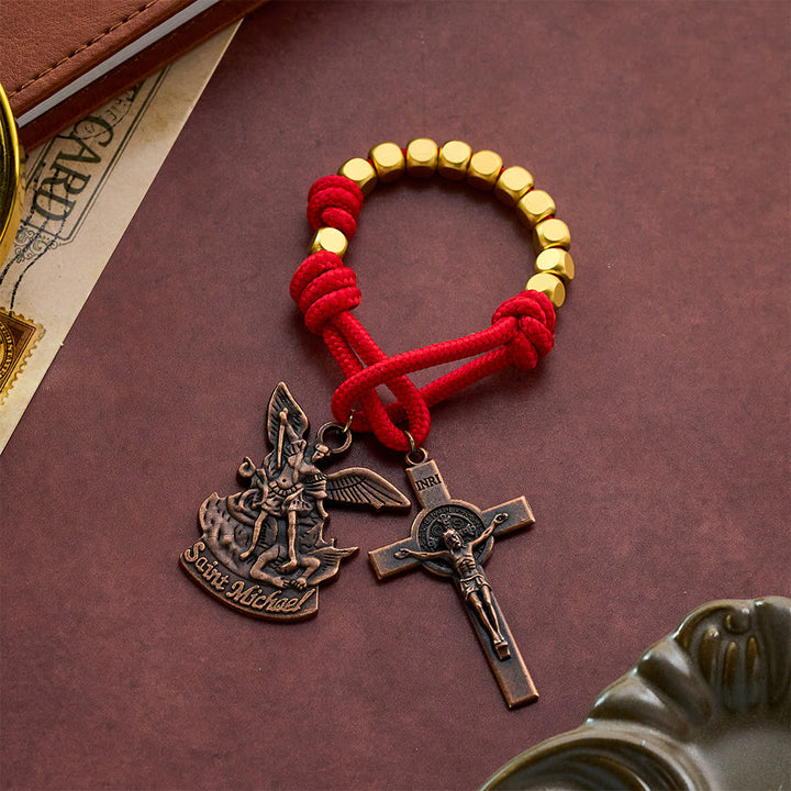 Solacebeads Gold Plated Beads Pocket Rosary With Crucifix: Portable Devotion Of Mary &amp; Archangel  - St. Michael Medal - image 17