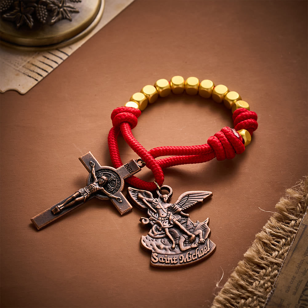 Solacebeads Gold Plated Beads Pocket Rosary With Crucifix: Portable Devotion Of Mary &amp; Archangel  - image 8