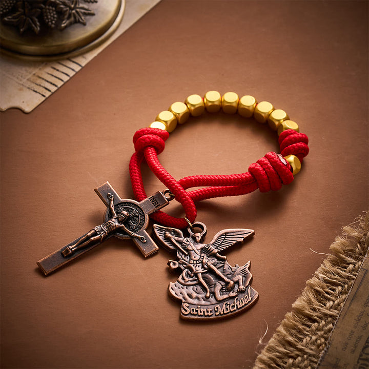 Solacebeads Gold Plated Beads Pocket Rosary With Crucifix: Portable Devotion Of Mary &amp; Archangel  - image 8