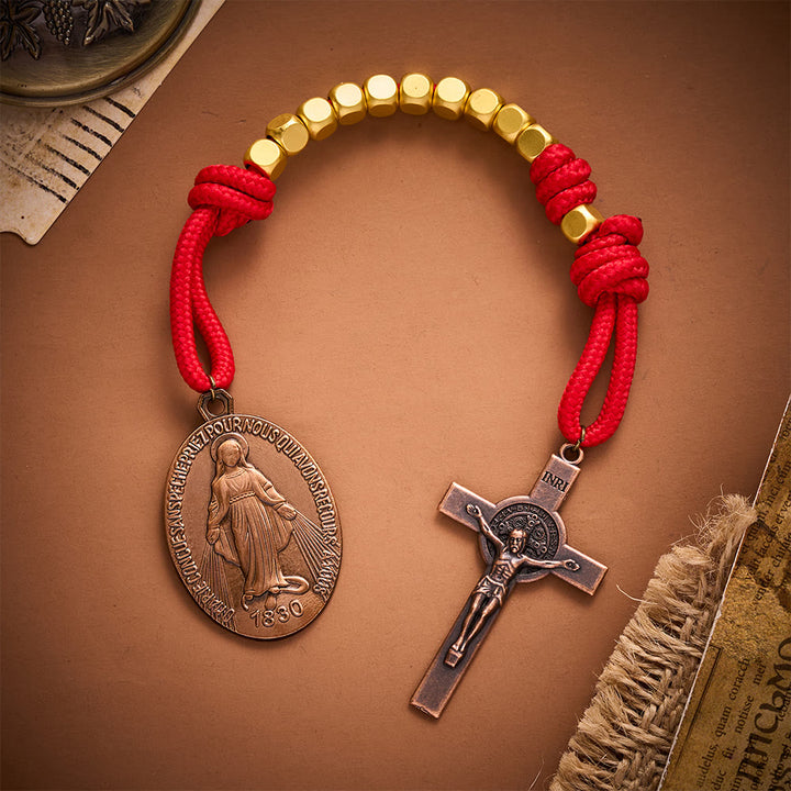 Solacebeads Gold Plated Beads Pocket Rosary With Crucifix: Portable Devotion Of Mary &amp; Archangel  - image 14