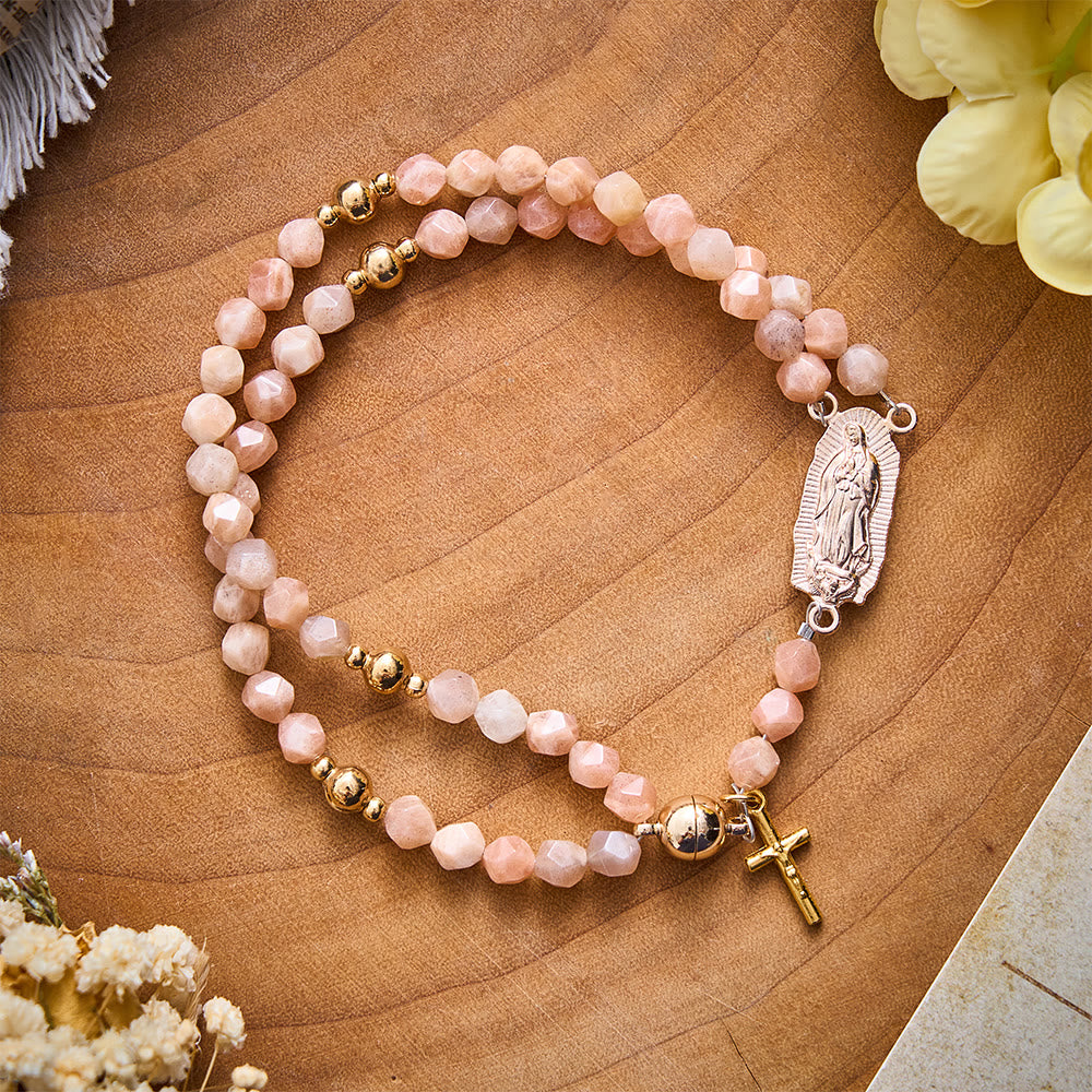 SolaceBeads Sunstone Rosary Bracelet: Gentle Light for Your Quiet Prayers - Sunstone - image 0
