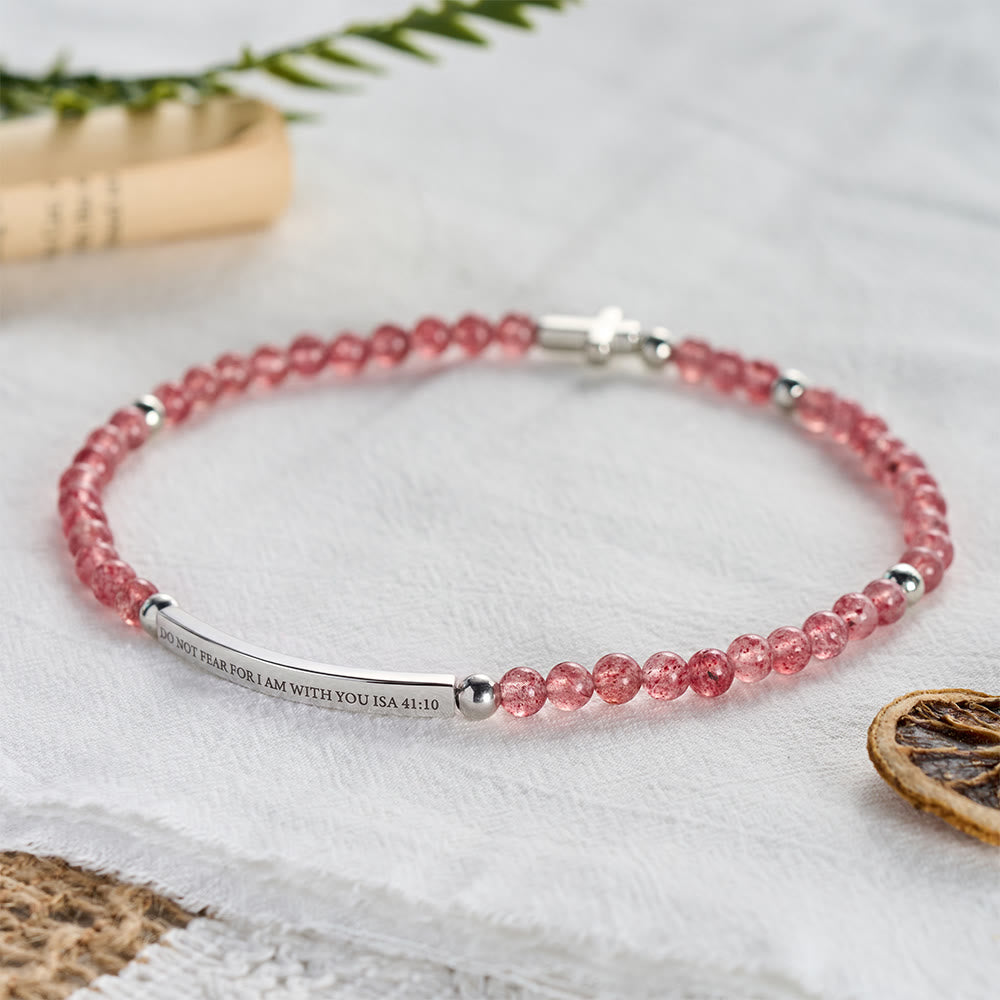 SolaceBeads Strawberry Quartz Bracelet: Grace Whispers Fear Not, I Am With You - image 5