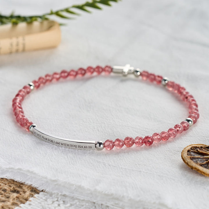 SolaceBeads Strawberry Quartz Bracelet: Grace Whispers Fear Not, I Am With You - image 5