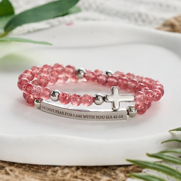 SolaceBeads Strawberry Quartz Bracelet: Grace Whispers Fear Not, I Am With You - image 2