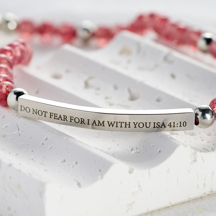 SolaceBeads Strawberry Quartz Bracelet: Grace Whispers Fear Not, I Am With You - image 3