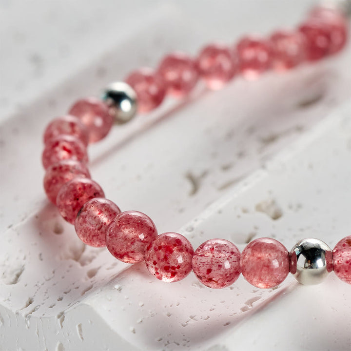 SolaceBeads Strawberry Quartz Bracelet: Grace Whispers Fear Not, I Am With You - image 4