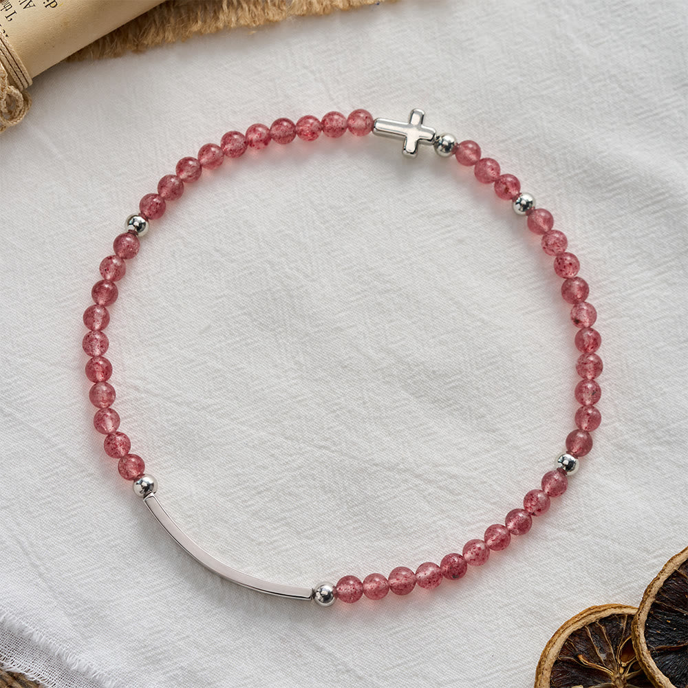 SolaceBeads Strawberry Quartz Bracelet: Grace Whispers Fear Not, I Am With You - image 6