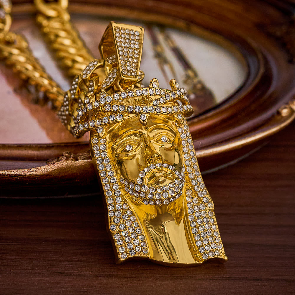 SolaceBeads Gold & Silver Iced Out Holy Face Of Jesus Necklace: Christ's Redemptive Love - image 0