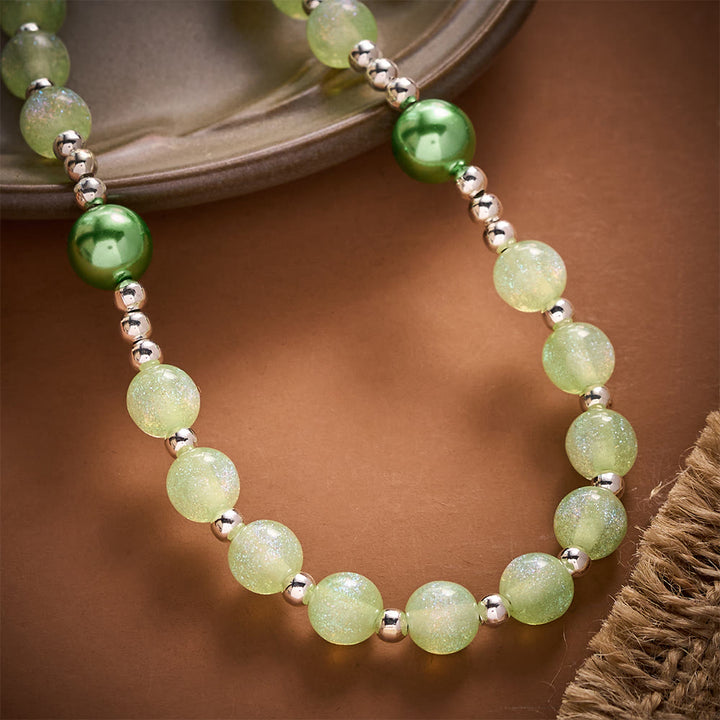 SolaceBeads Pale Green Beads &amp; Emerald Pearls Artistic Rosary: Faith Within Thankful Prayers - image 3