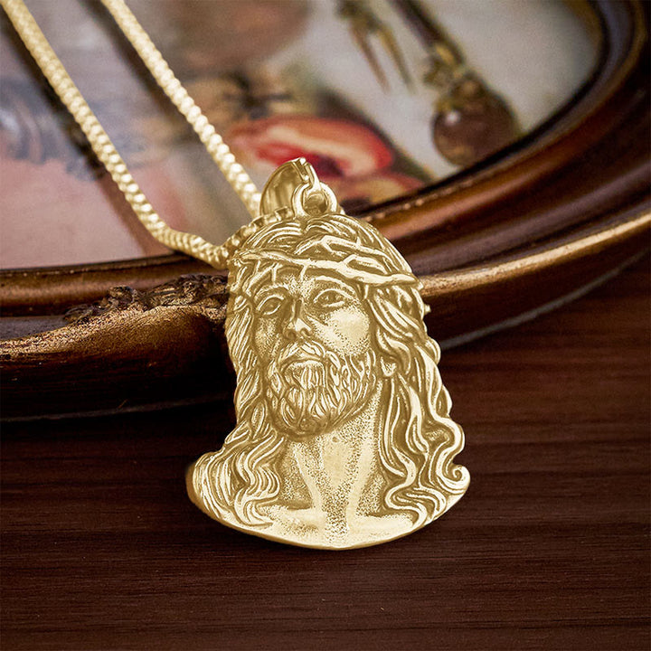 SolaceBeads Jesus Head Pendant Necklace With Crown of Thorns: Sacred Devotion in Vintage Grain - image 5