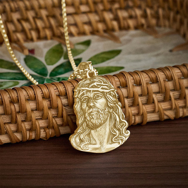 SolaceBeads Jesus Head Pendant Necklace With Crown of Thorns: Sacred Devotion in Vintage Grain - image 9