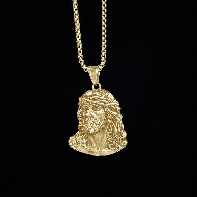 SolaceBeads Jesus Head Pendant Necklace With Crown of Thorns: Sacred Devotion in Vintage Grain - image 3