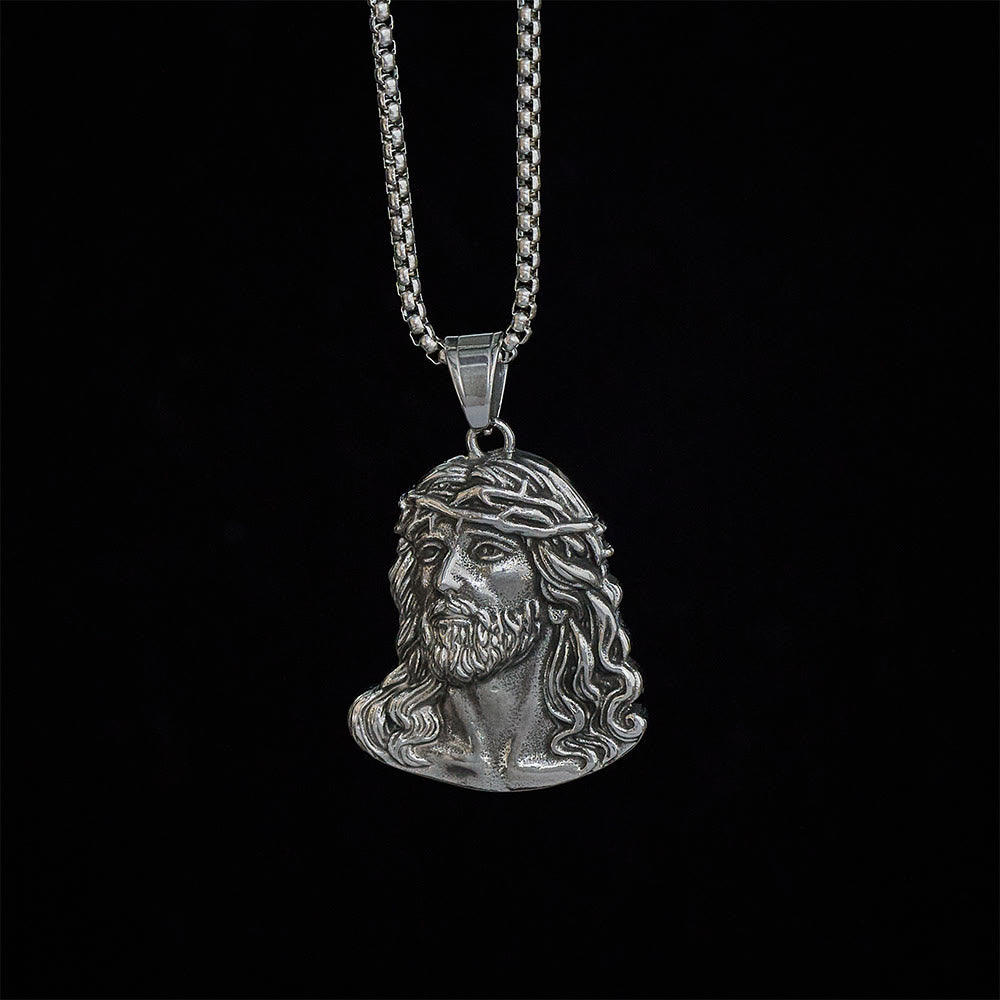 SolaceBeads Jesus Head Pendant Necklace With Crown of Thorns: Sacred Devotion in Vintage Grain - image 2