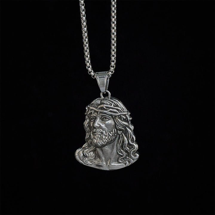 SolaceBeads Jesus Head Pendant Necklace With Crown of Thorns: Sacred Devotion in Vintage Grain - image 2