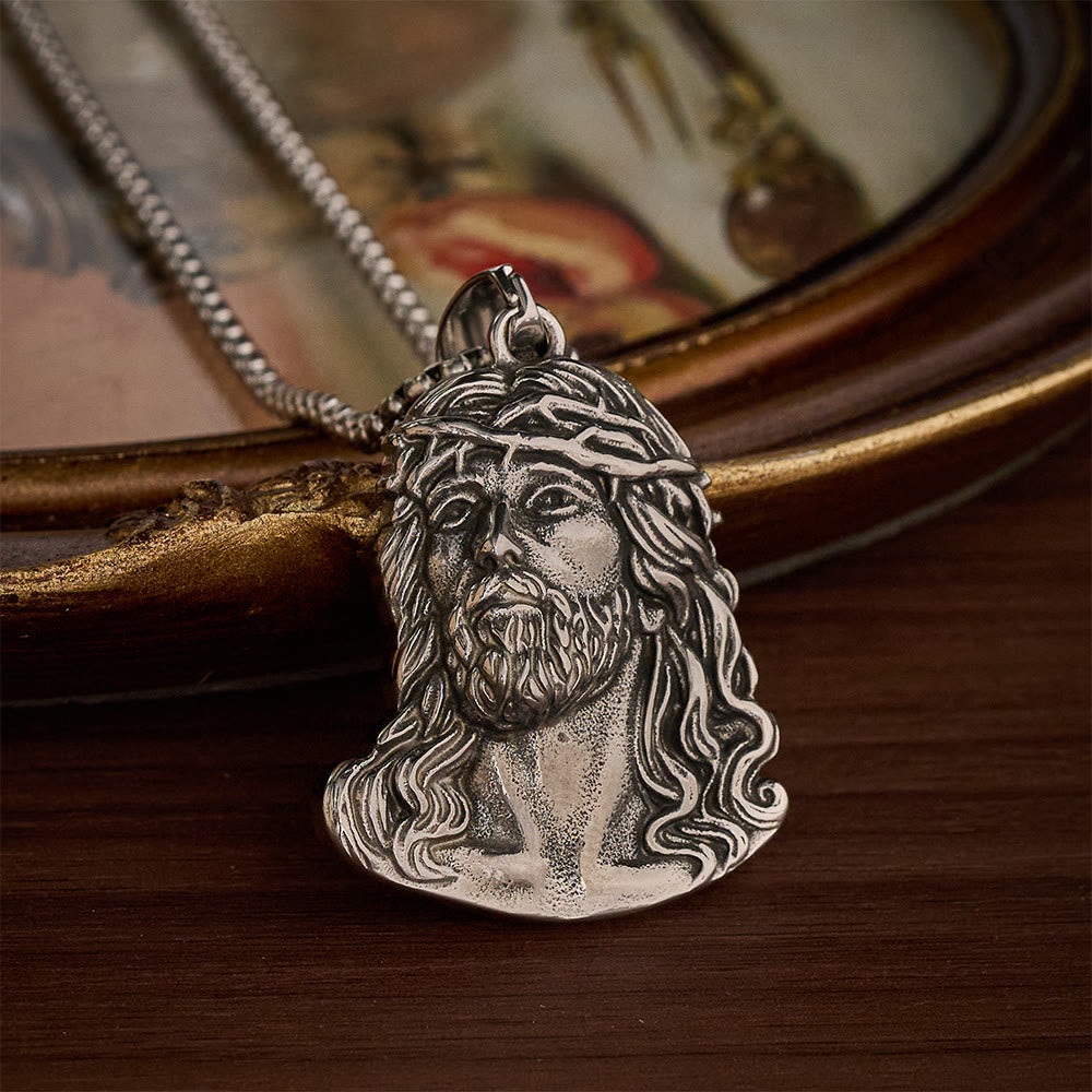 SolaceBeads Jesus Head Pendant Necklace With Crown of Thorns: Sacred Devotion in Vintage Grain - image 4