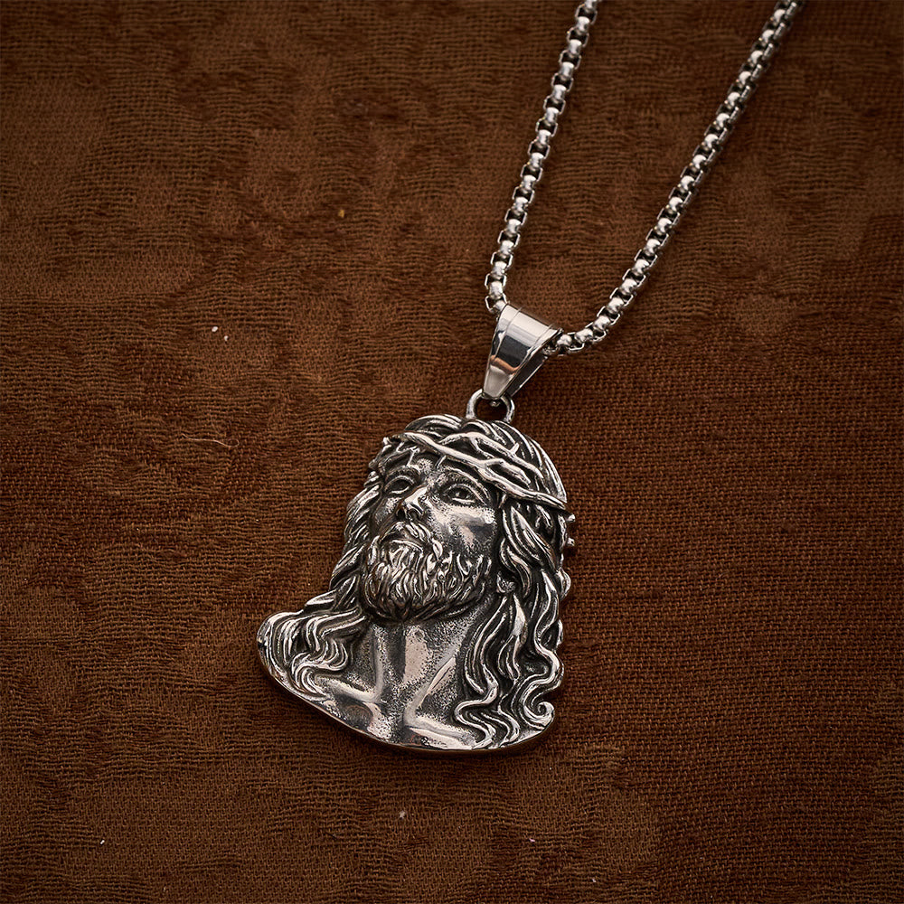 SolaceBeads Jesus Head Pendant Necklace With Crown of Thorns: Sacred Devotion in Vintage Grain - image 6