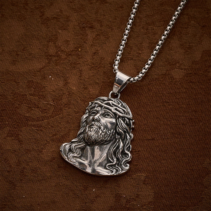 SolaceBeads Jesus Head Pendant Necklace With Crown of Thorns: Sacred Devotion in Vintage Grain - image 6
