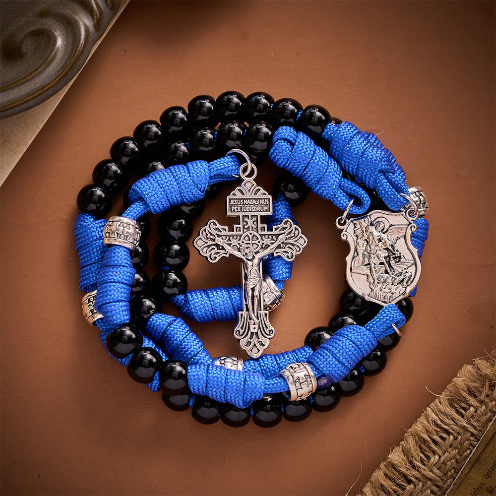 SolaceBeads Black Beads &amp; St.Michael Medal Artistic Rosary: Guarding Your Daily Prayer - image 6