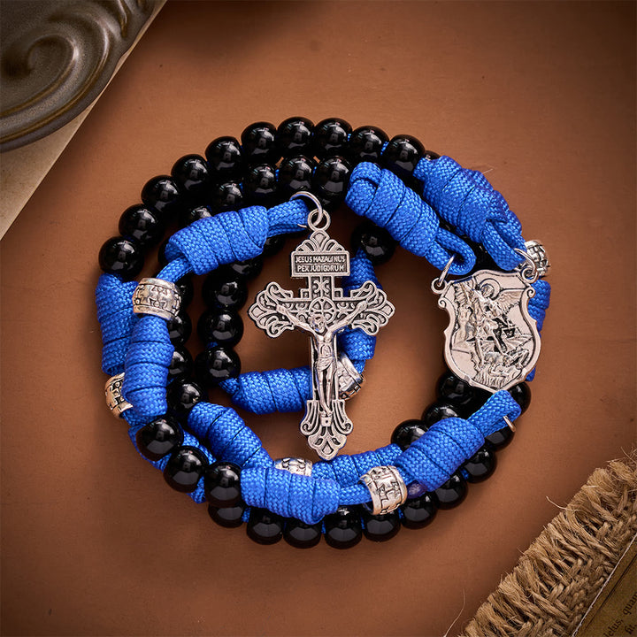 SolaceBeads Black Beads &amp; St.Michael Medal Artistic Rosary: Guarding Your Daily Prayer - image 6