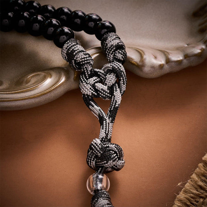 SolaceBeads Black &amp; Clear Beads Artistic Rosary: Paracord St.Benedict Crucifix for Daily Prayer - image 6