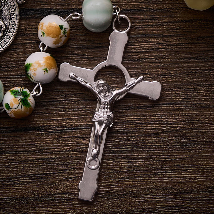 SolaceBeads Floral Ceramic &amp; Pumpkin Beads Floral Rosary: Grace for Your Harvest Prayer - image 6