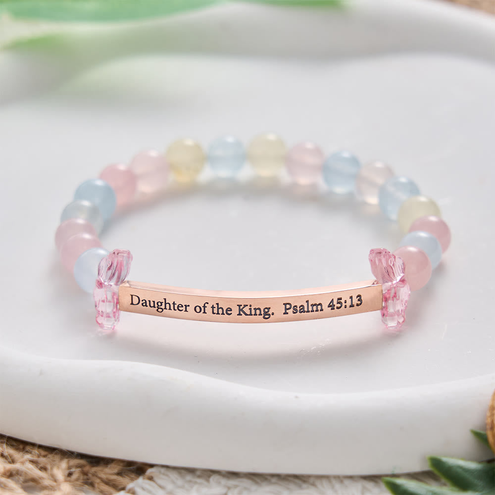 SolaceBeads Morganite Chalcedony Bracelet: Daughter of the King. Psalm 45:13, Blessed with Grace - Morganite - image 0