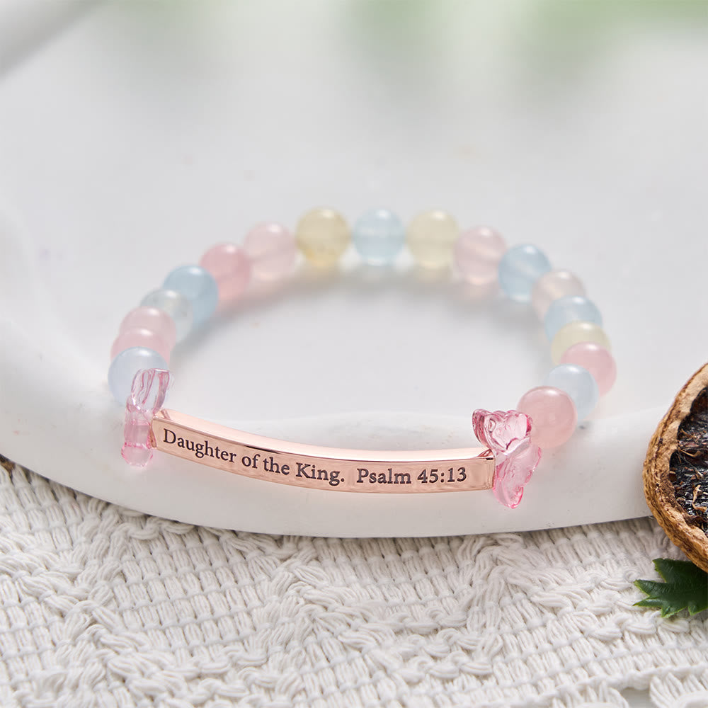 SolaceBeads Morganite Chalcedony Bracelet: Daughter of the King. Psalm 45:13, Blessed with Grace - image 2
