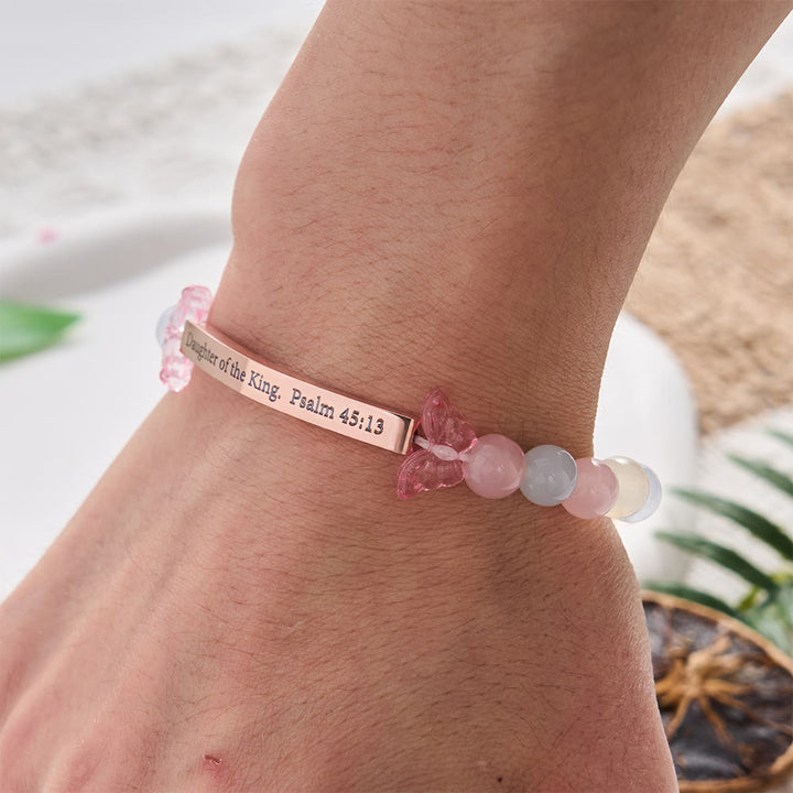 SolaceBeads Morganite Chalcedony Bracelet: Daughter of the King. Psalm 45:13, Blessed with Grace - image 1