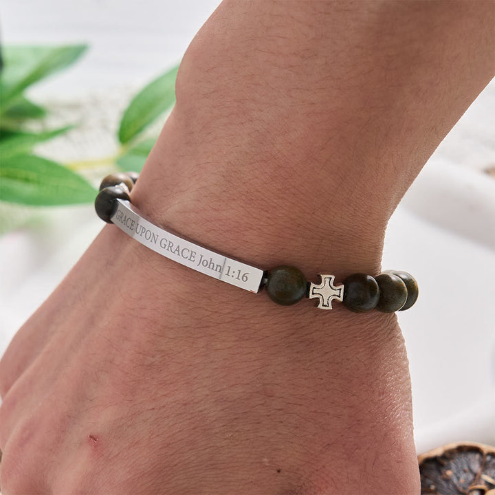 SolaceBeads Green Sandalwood Bracelet: GRACE UPON GRACE John 1:16, Back-To-School Blessing - image 1