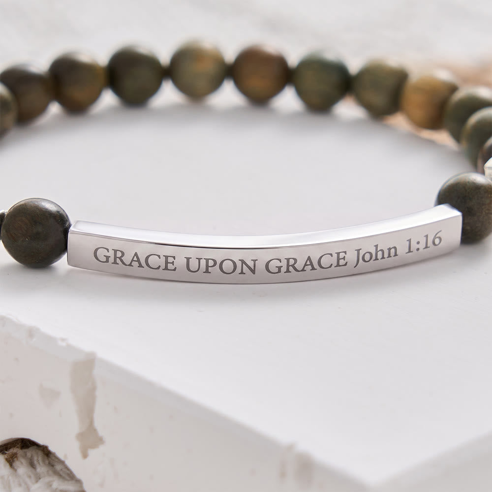 SolaceBeads Green Sandalwood Bracelet: GRACE UPON GRACE John 1:16, Back-To-School Blessing - image 3